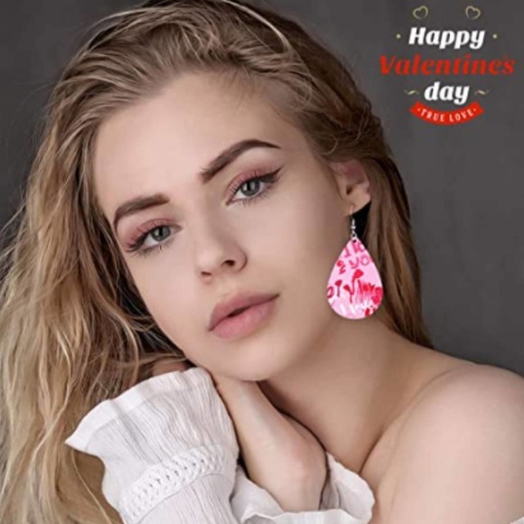 5/$25 Polka Dot Earrings Red Earrings Teardrop Retro Earrings Faux Leather 50s - Picture 6 of 7